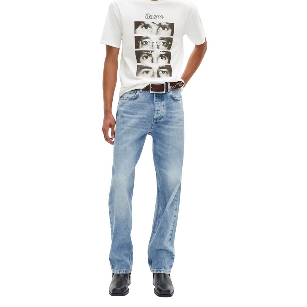 The Kooples Mens Blue Straight Leg Jeans Size 30 Button Fly Faded Wash